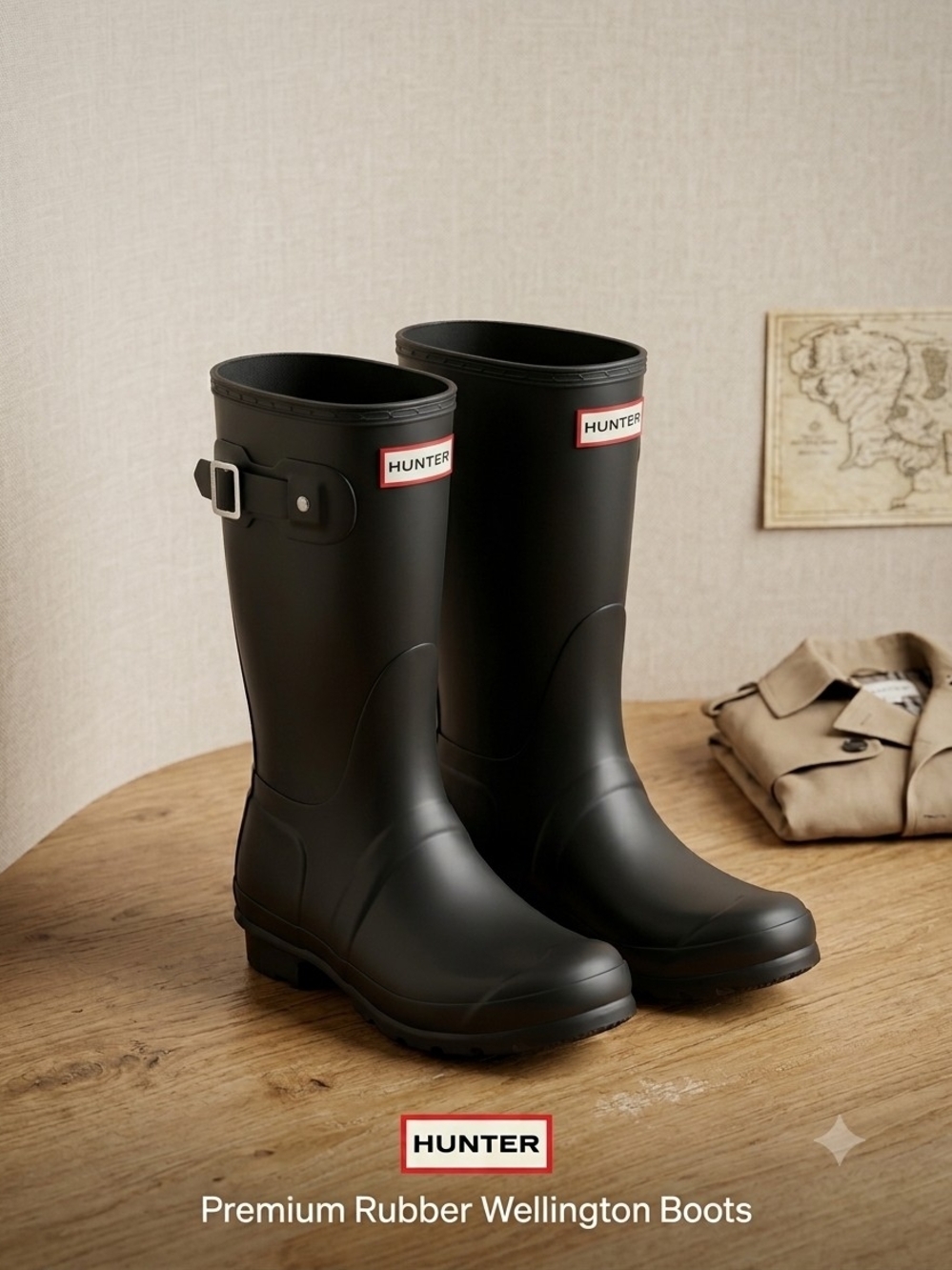 Hunter Matte Black Womens Rubber Wellington Boots